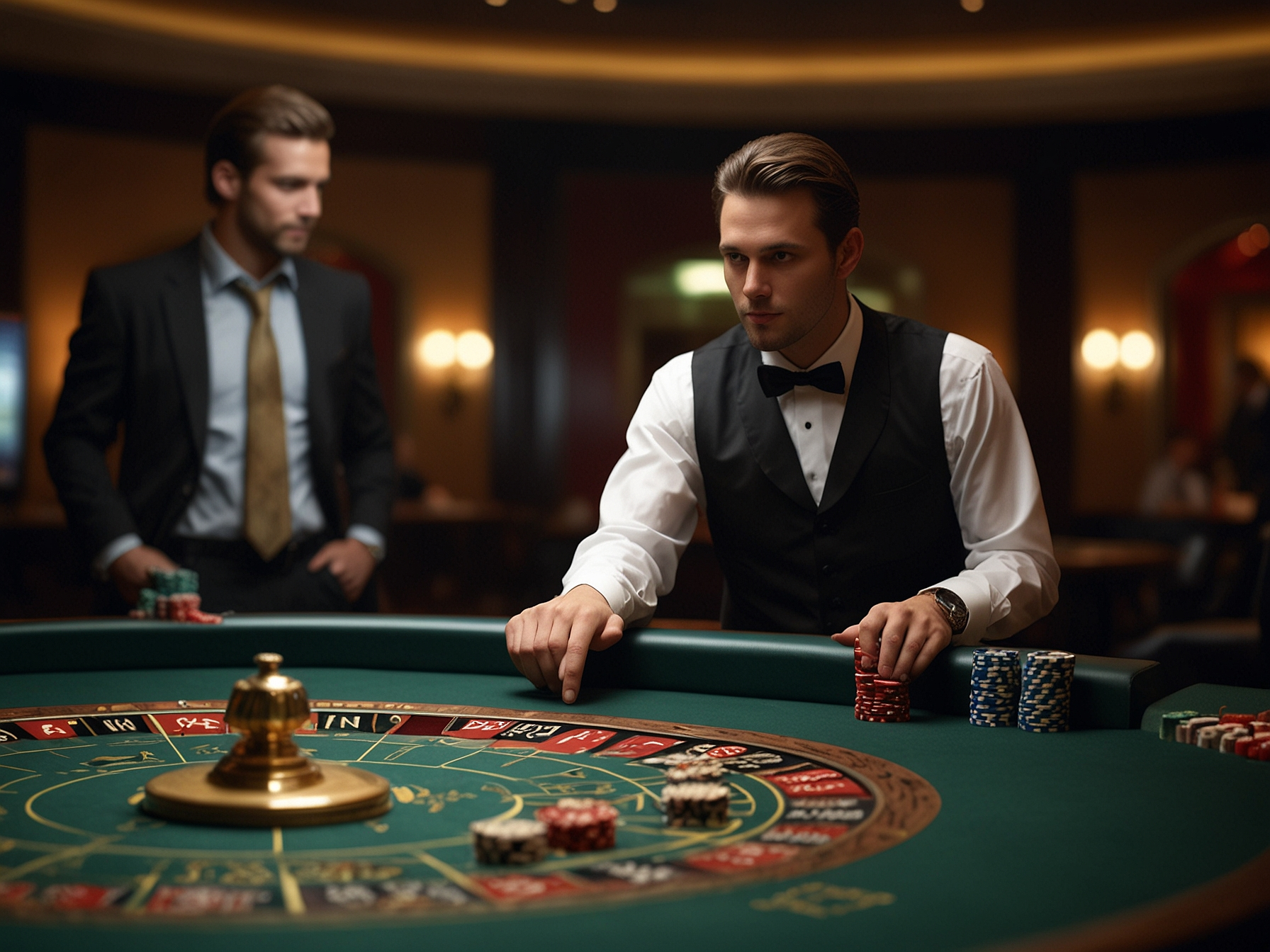 Mesa de casino en vivo con crupier